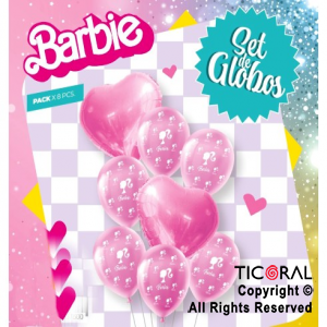 SET DE GLOBOS METALIZADO BARBIE 8 UNIDADES X 1